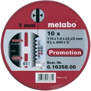 Диск отрезной Metabo (115x1.0x22) 10 штук